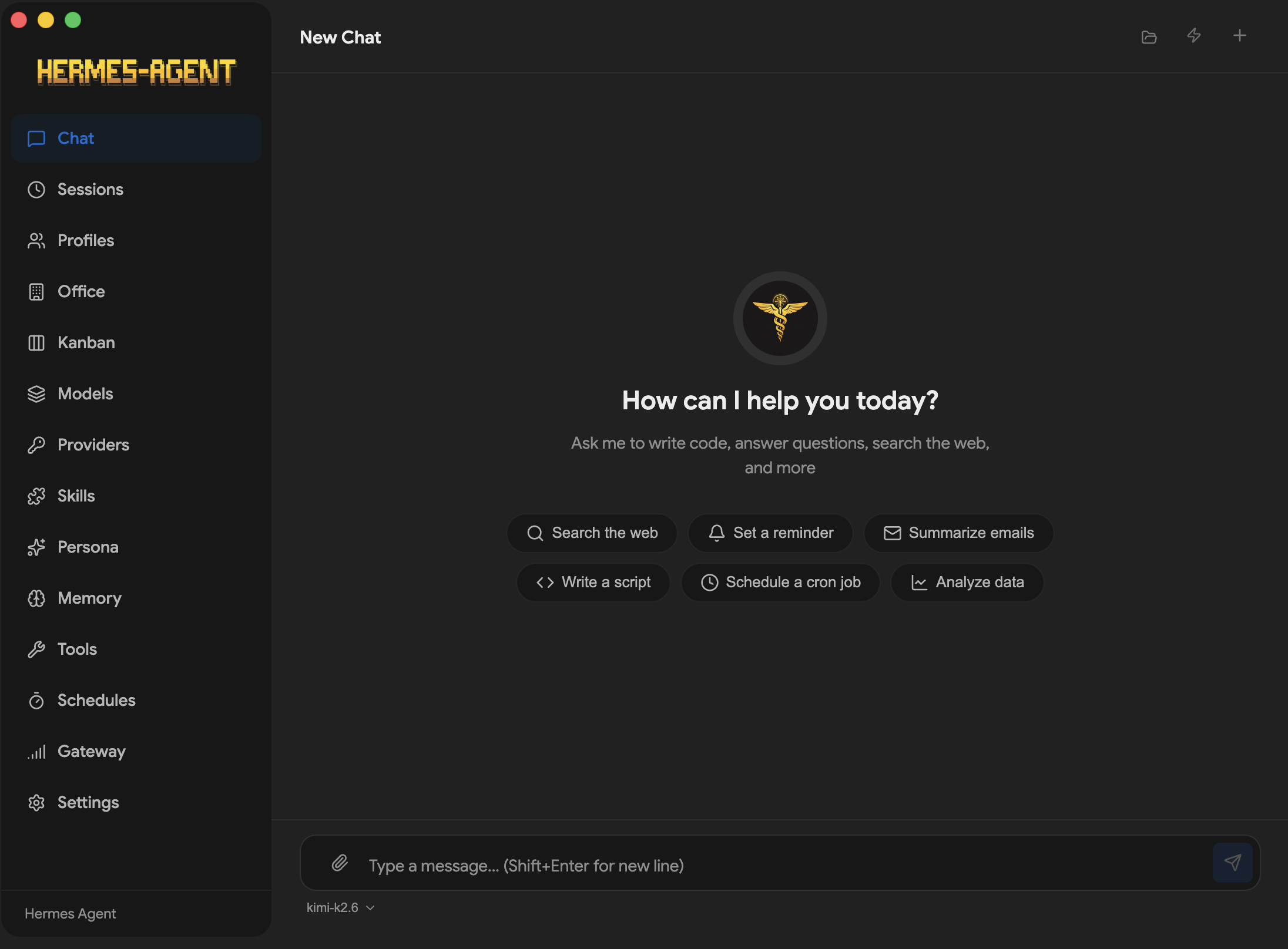 Hermes Chat screen